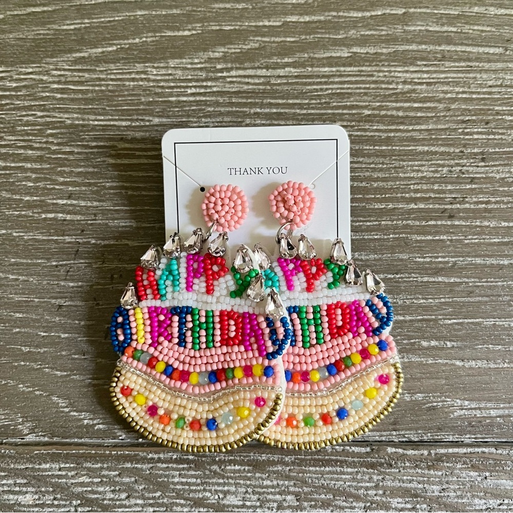 Happy Birthday Beaded Earrings